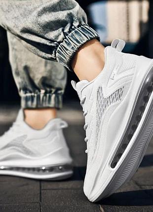 Белые кроссовки с амортизацией и технологией воздушной подошвы, стелька 25, 5