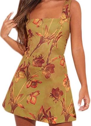 Корсетна жіноча сукня з корсетом в квітковий принт