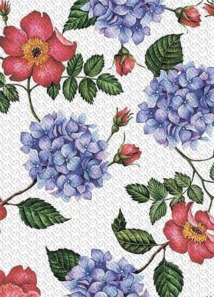 Серветки з малюнком 16шт паперові 33*33см гортензія з шипшиною 2шари тм silken