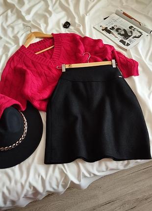 Черная плотная юбка a-силуэта шерсть cinque s