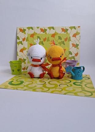 Утенок мягкий вязаный эко-игрушка