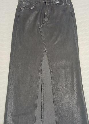 Джинсовая юбка макси с пропиткой xs-s zara