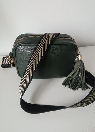 Кожаная сумка темно-зеленого цвета