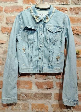 Винтажная итальянская джинсовая с потертостями