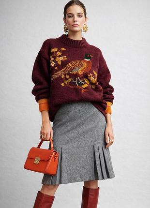 Жіноча спідниця з вовни, плісе, спідниця міді