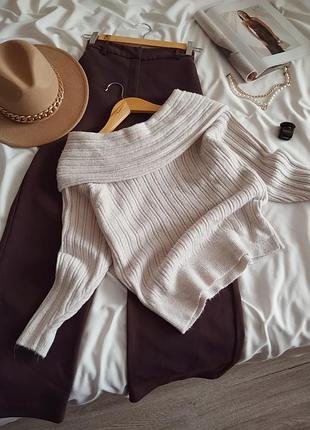 Бежевый свитер с открытыми плечами f&amp;f xs s