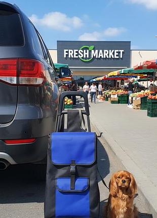 Запасная сумка для хозяйственной тележки высокая 55 см (сменная) - ткань оксфорд с 2 карманами