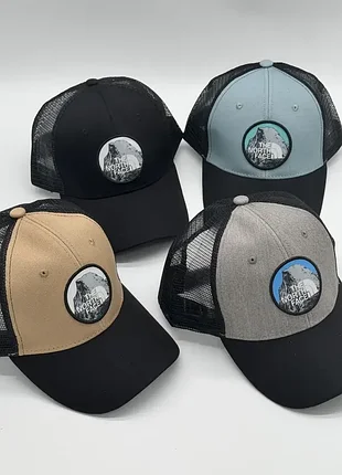 Бейсболка the north face трекерка с горами – черная бежевая голубая с черной сеткой