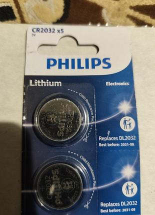 Philips lithium battery cr2032 отличное качество.новые.