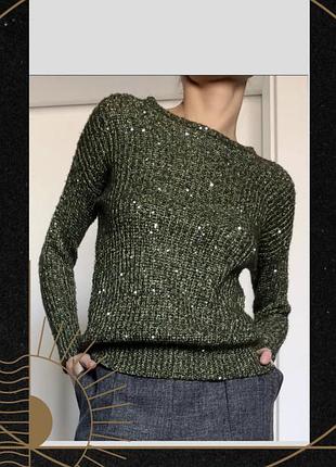 Зелена кофта блискуча довгий рукав светр святковий пайєтки светрик довгий oldmoney other