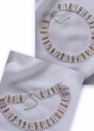 Ніжна силянка, в поєднанні білого та різнокольорового бісеру - гарна, яскрава прикраса до вашого образу ✨