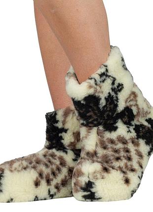 Чуни из шерсти мериносовой овчины с узором «виноград» 38-39