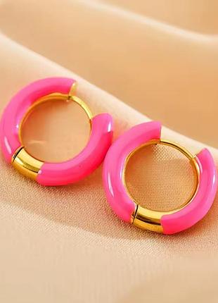 Серьги яркие эмаль нержавеющая сталь stainless steel