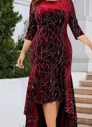 Шикарное платье под бархат,48-50 р