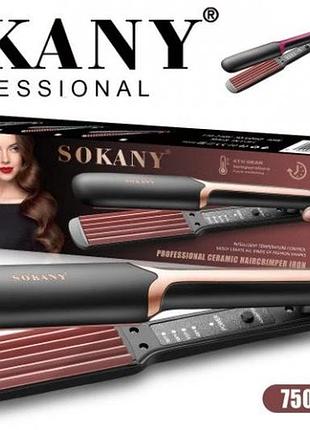 Щипцы гофре для волос sokany sk-1906 профессиональные утюжок плойка с индикатором работы 40 вт черный