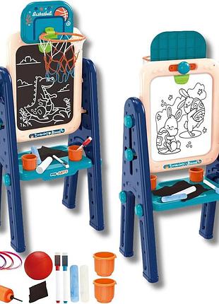 Дитячий двосторонній мольберт oleoca 4-в-1 з магнітною дошкою, крейдою дошки та набором аксесуарів