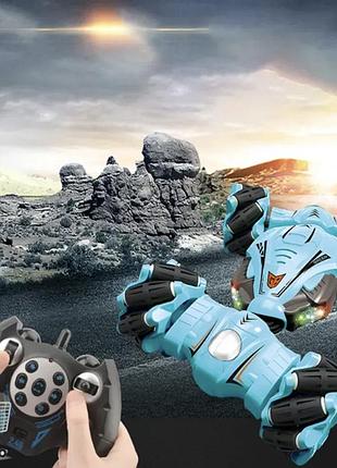 Машинка перевертыш stunt car yl-51, управление рукой, управление жестами и обычным пультом синий