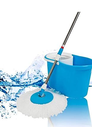 Универсальная швабра с отжимом-центрифугой и ведром easy mop “круглая швабра”