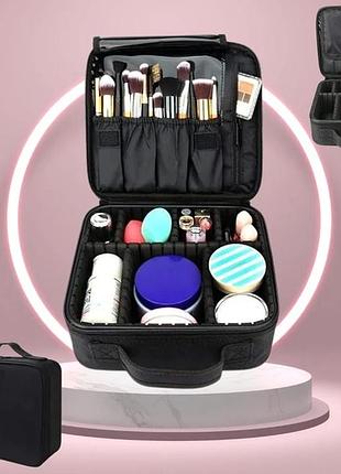 Косметичка органайзер со съёмными перегородками дорожный портативный бьюти кейс с ручкой ma-454