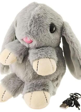 Мягкая игрушка, музыкальный заяц grey на аккумуляторе