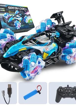 Гоночная машинка на пульте управления с эффектом пара подсветкой и звуковыми эффектами 21016 синий