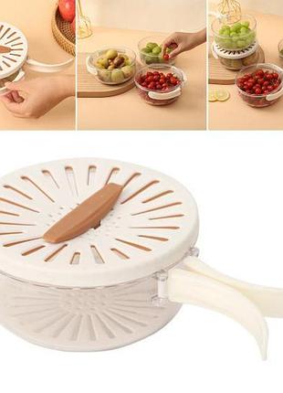 Ковшик-друшлак mf-67 для мытья ягод и фруктов с раскладными ручками с ситечком, пищевая