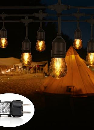 Ретро гирлянда из 10 акриловых ламп на 5 м от сети 220 вт sfk-12 цвет свечения теплый белый