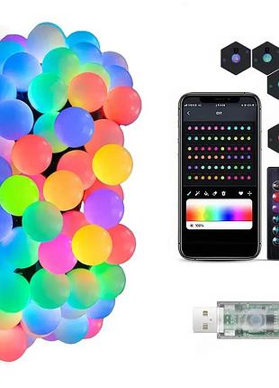 Умная гирлянда матовый шарик с пультом управления и управлением с телефона sfk-03 bluetooth usb 10 м