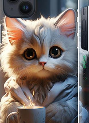 Чехол на iphone 14 plus white cat "5646m-2645-73076"