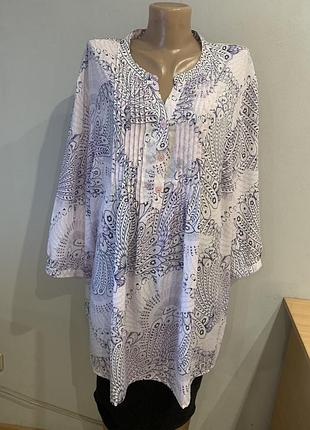 Элегантная брендовая туника в эффектном принте мега батал