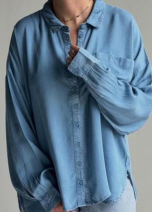 Джинсовая рубашка, большой размер.