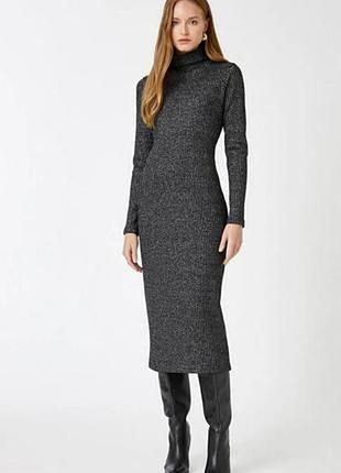 В’язана красива  сукня-гольф чорна з люрексом від h&m