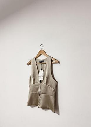 Нова шикарна сатинова жилетка zara🌿