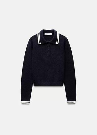 Темно синій наві светр поло