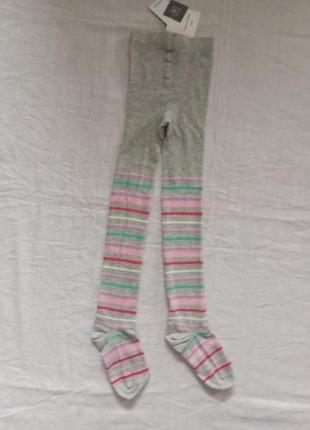 Нові котонові колготки бренду tu принт різнокольорові смужки uk  7-8  eur  122-128