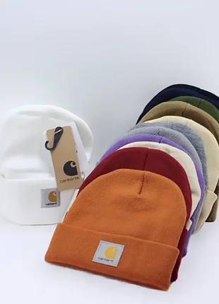Класична тепла зимова шапка з трикотажу carhartt wip beanie висотою до 24 см для чоловіків та жінок