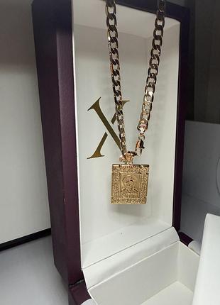 Кулон спаситель з цепочкою великий хрестик великий кулон православний ланцюжок медсплав / медицинское золото позолота иисус христос / кулон медальон