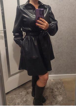 Сукня чорна з екошкіри, бренд mohito