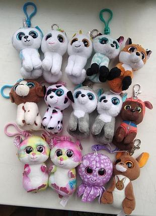 Ty мягкая игрушка глазастик брелок единорог собака волк лиса ...