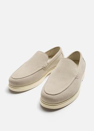 Чоловічі лофери мокасини шкіряні замшеві zara 44 розмір 29см