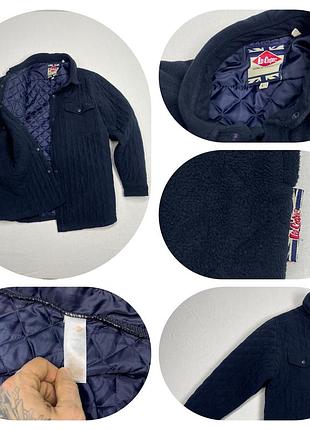 Стьобана куртка-сорочка uniqlo u padded shirt jacket темно-синього кольору з вовняного фланелевого матеріалу