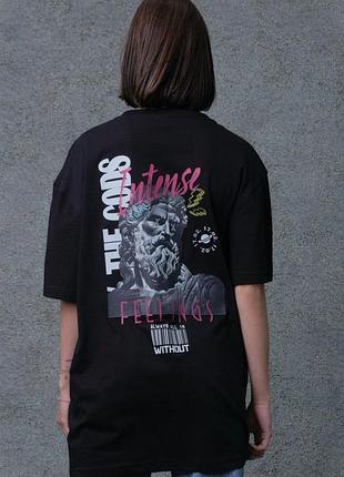 Женская оверсайз футболка с принтом feelings black