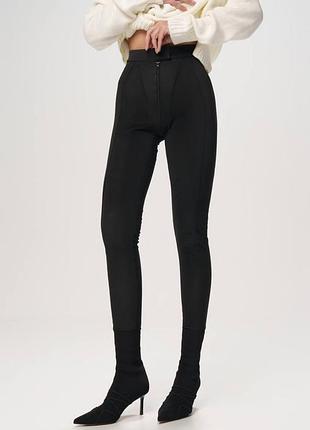 Брюки-лосины моделирующие матовые утепленные xs-xl черные