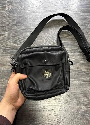 Чёрный мессенджер stone island patch program сумка через плечо мужская оригинал
