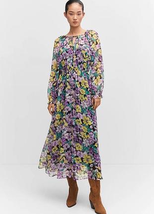 Длинное платье mango цветочное шифоновое платье на подкладке s