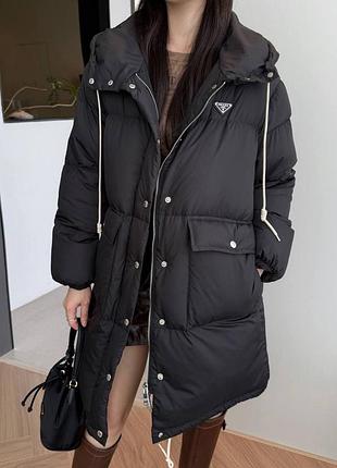 Жіноча зимова брендова подовжена куртка р•r•a•d•a