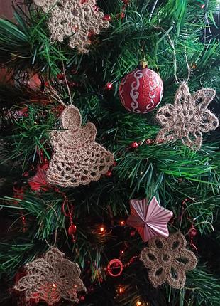 Комплект елочных вязаных украшений