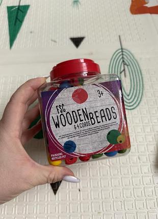 Набор деревянных бусин fsc wooden beads &amp; 4 cords