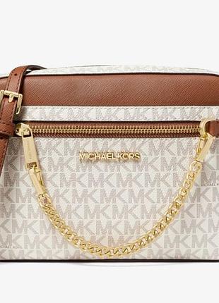 Сумка jet set large logo crossbody bag vanilla від michael kors
