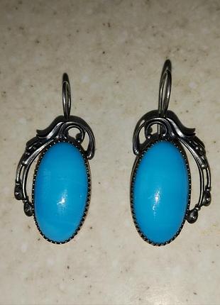 Серьги мельхиор с бирюзой. 5